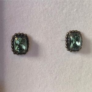 Sorrelli Emerald Cut Crystal Stud Earrings Vintage-Style Brass Setting